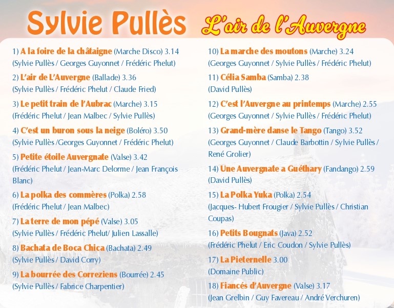 Liste des morceaux — L’air de l’Auvergne